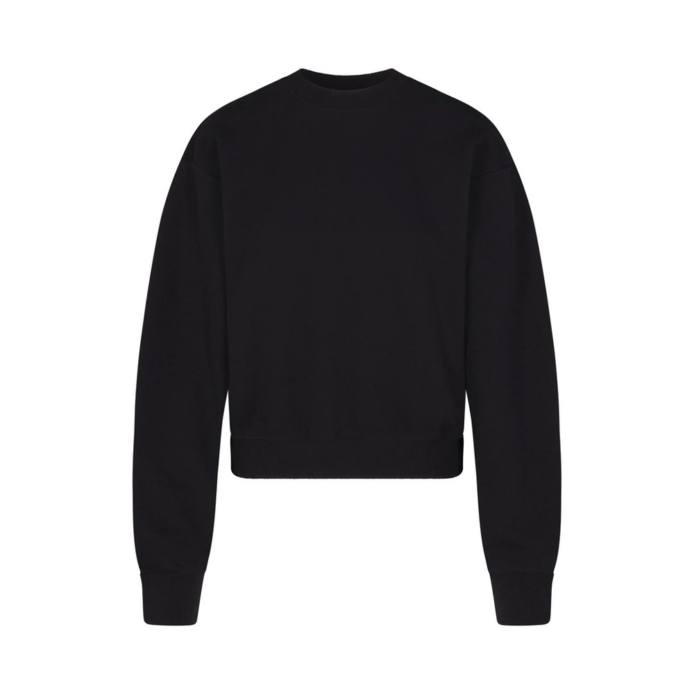 SKIMS Black Cotton Fleece Pullover S